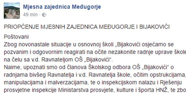 PRIOPĆENJE Mjesnih zajednica Međugorje i Bijakovići