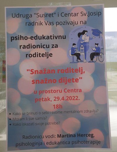 ČITLUK: Psiho - edukativna radionica &quot;Snažan roditelj, snažno dijete&quot;